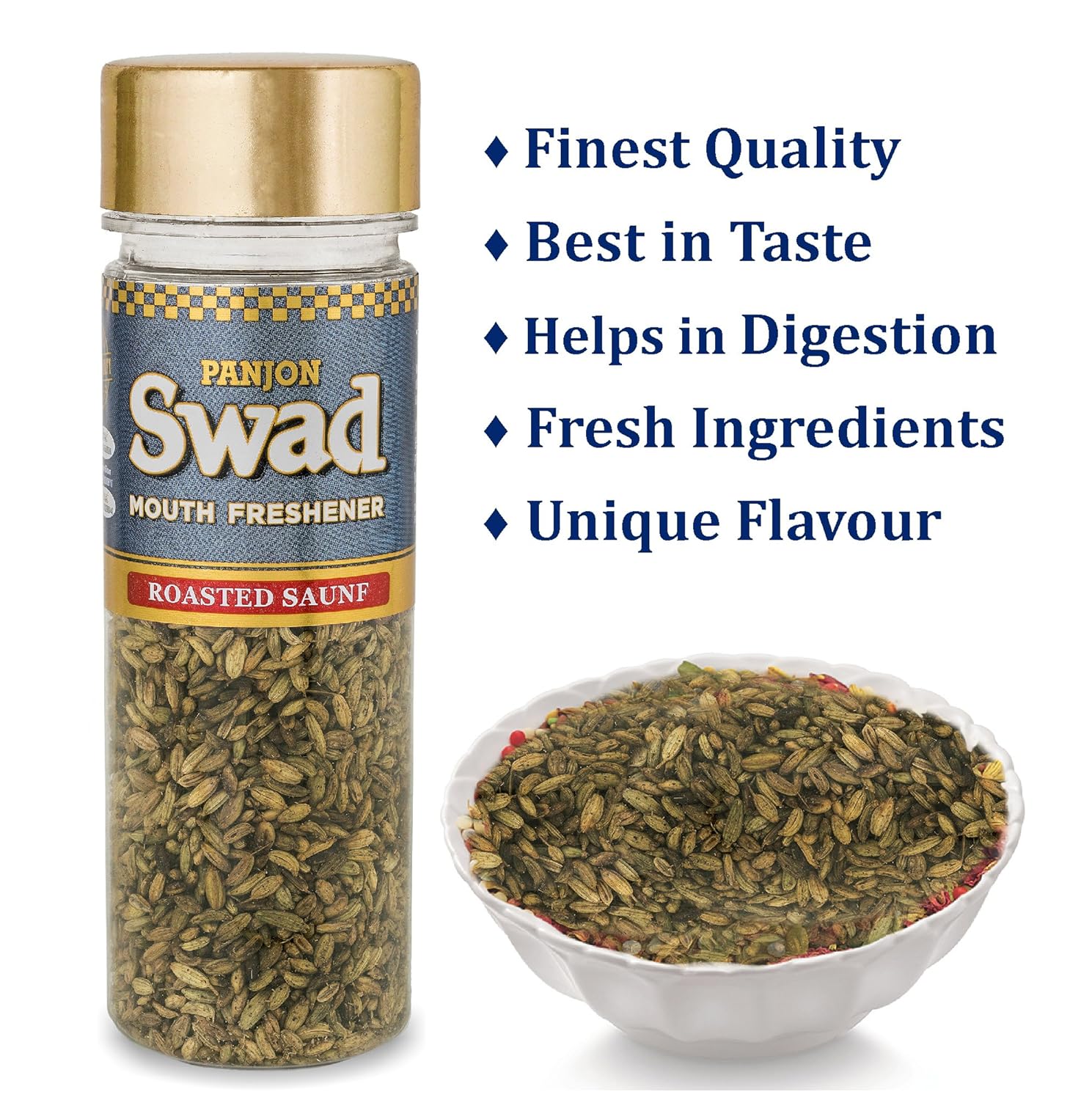 Panjon Swad White Sweet Saunf, Roasted Saunf & Coloured Saunf Fennel Mukhwas 360gm, (120gm *3 Bottles)
