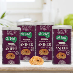 Natural Afghani Royal Jumbo Size Anjeer By 24 Nuts 1kg, (250gm*4) Each | Exclusively Fresh Healthy Special Figs Tin Jar | 35.2 Ounce