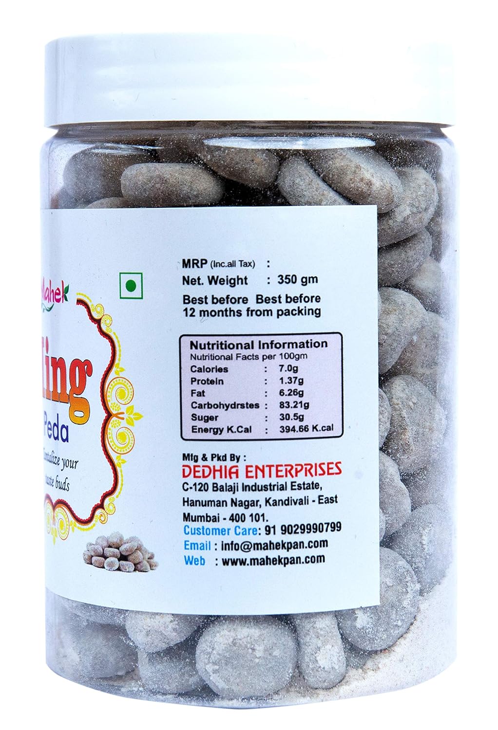 Mahek Hing Peda 350gm, | After-Meal Digestive Mouth Freshener | Jar Pack