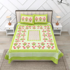 Suitable For King Size Bedsheet With 2 Pillow Cover - 90 X 108 Inches, Red & Green | Soft, Breathable & Skin-Friendly Feel For Year-Round Comfort