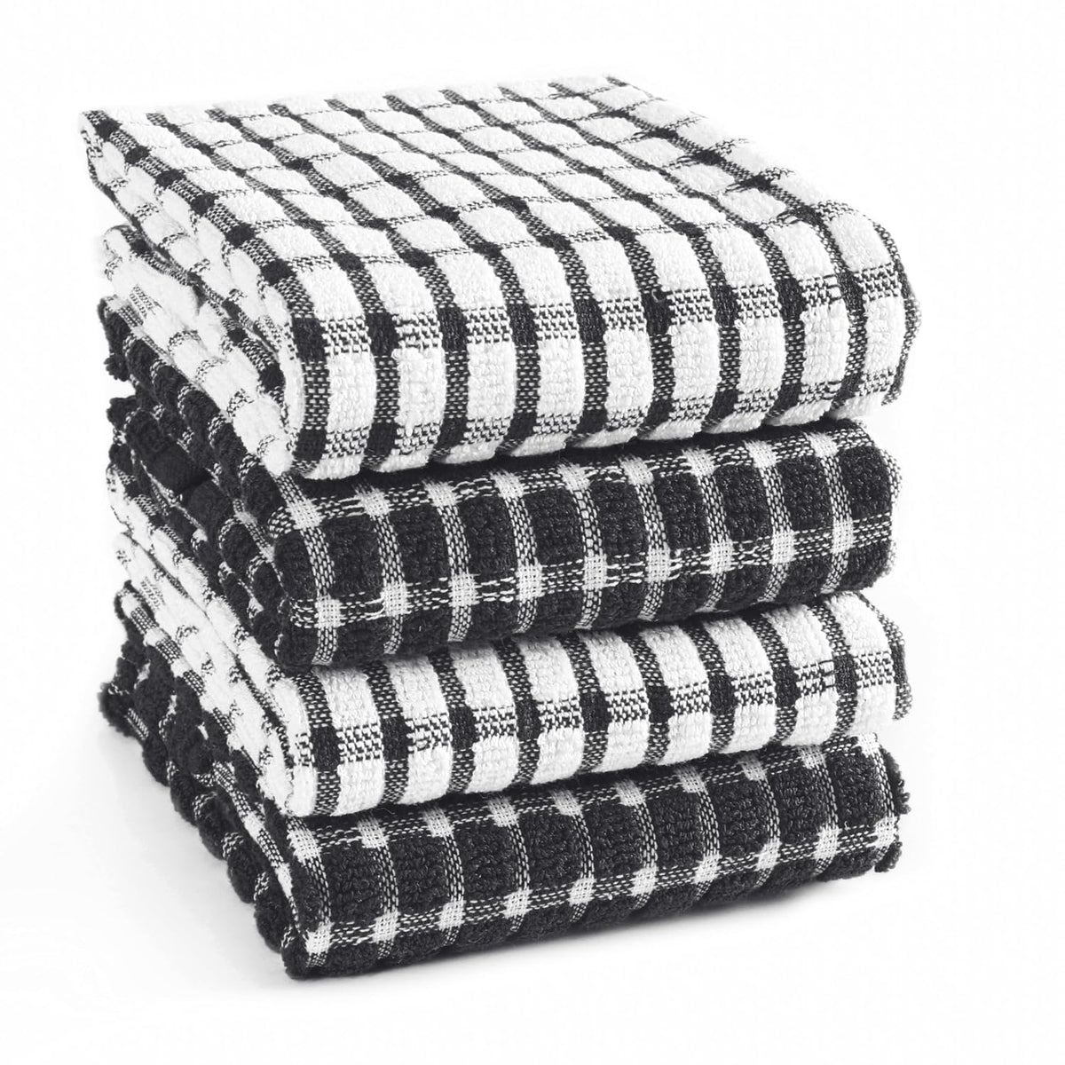 Furnofy Kitchen Cleaning Towel 340 Gsm | Soft & Absorbent Hand Towel For Kitchen Cleaning & Quick Drying Of Plates & Glasses (Black)- Set Of 4