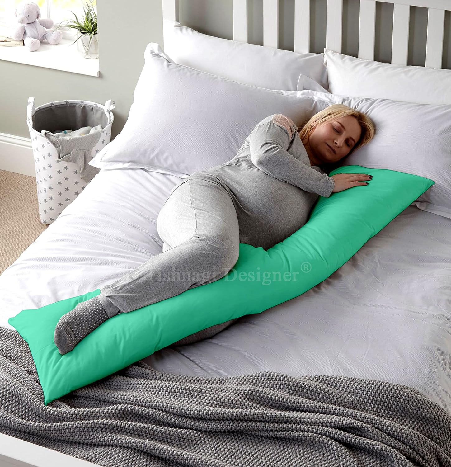 Full Body Pillow For Sleeping, Long Pillows For Bed, Aqua Green - 54 X 18 Inch | For Sleeping, Hug, Pregnancy, Maternity Support | Cushion For Adults, Pregnant Women, Super Soft Cover