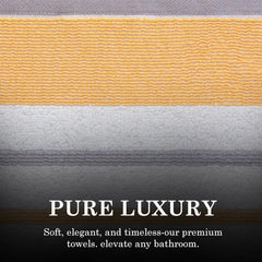 Casa Copenhagen Designed In Denmark White Bay Super Soft 2 Pieces 100% Cotton Large Bath Towel 525 Gsm - Gold/Grey