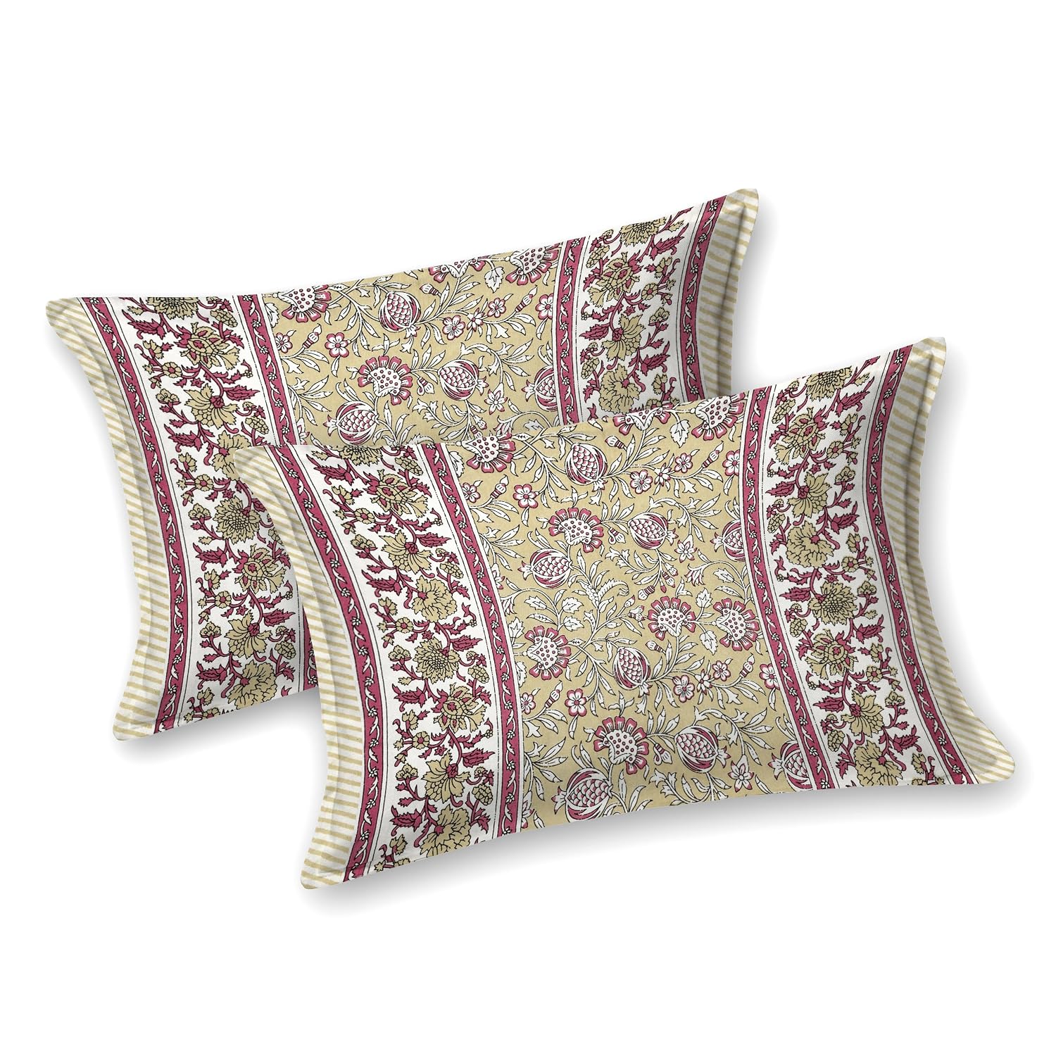 Pure Cotton King Size Bedsheet 2 Matching Pillow Covers | 100x108 Inches, Multicolor | Traditional Jaipuri Printed Bedsheet | Ideal Wedding Gift, Housewarming, Special Occasion Surprise