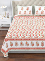 100% Cotton King Size Bedsheet For Double Bed With 2 Pillow Cover - 108 X 108 Inches, Red & White | Extra Soft & Wrinkle Free | Perfect Gifting Wedding, Housewarming Or Festival