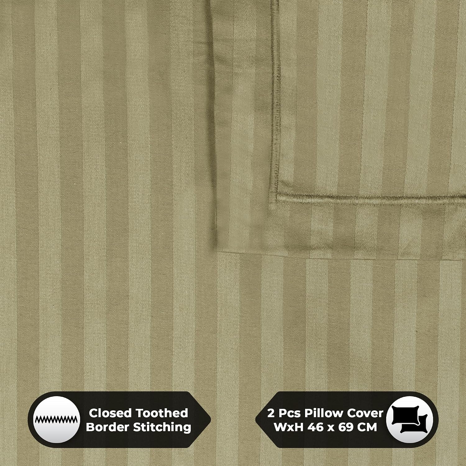Satin Stripes King Size Cotton Bedsheet With 2 Pillow Covers - 108 X 108 Inches, Brown | Perfect For Home Decor, Guest House | Ideal For All Seasons