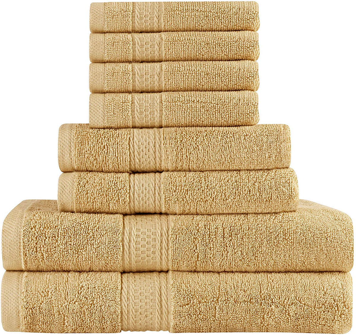 Sanjeev Textiles Trident Hotel Premium 100% Cotton 2 Bath, 2 Hand & 4 Face Towel Sets 2 Kg (Beige) - 8 Pcs