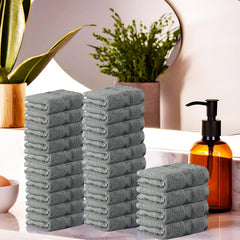 Kuber Industries Cotton Face Towel 4800 Gsm | Workout Gym Napkins Hand Towel For Men & Woman Quick-Drying Napkins -Grey (Pack Of 24)