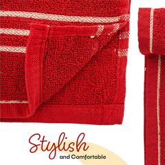 Kuber Industries Cotton Face Towel 2400 Gsm | Workout Gym Napkins Hand Towel For Men & Woman Quick-Drying Napkins -Red (Pack Of 12)