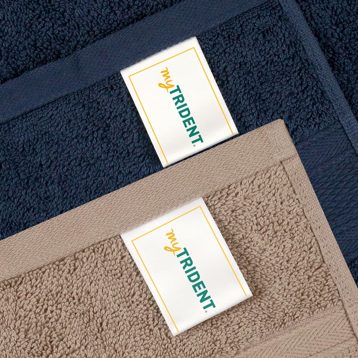 Mytrident Soft Comfort Air Rich 100% Cotton Hand Towel 800 Gsm | Highly Absorbent Towels For Men & Women Hand Towel (Acorn & Navy) - 4 Pcs