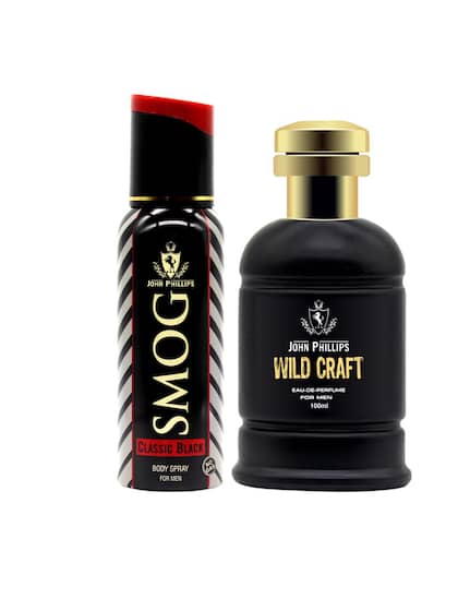 John Phillips Smog Classic Black Deodorant 120 Ml 4 Fl.oz.  & Wildcraft Perfume 100 Ml 3.4 Fl.oz. | Combo Of 2 For Men