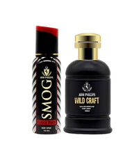 John Phillips Smog Classic Black Deodorant 120 Ml 4 Fl.oz.  & Wildcraft Perfume 100 Ml 3.4 Fl.oz. | Combo Of 2 For Men