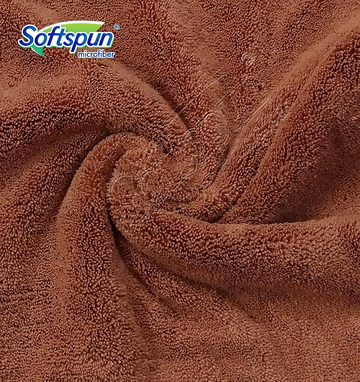 Softspun Microfiber High Loop Cleaning Cloths Towel 500 Gsm | Highly Absorbent, Lint & Streak Free, Multi-Purpose Wash Cloth For Kitchen, Window, Silverware - Pack Of 4 (Brown)