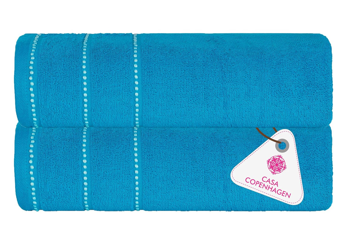Casa Copenhagen Super Soft Elite Collection 2 Pieces 100% Cotton Large Bath Towel 850 Gsm - Hawain Ocean & Hawain Ocean