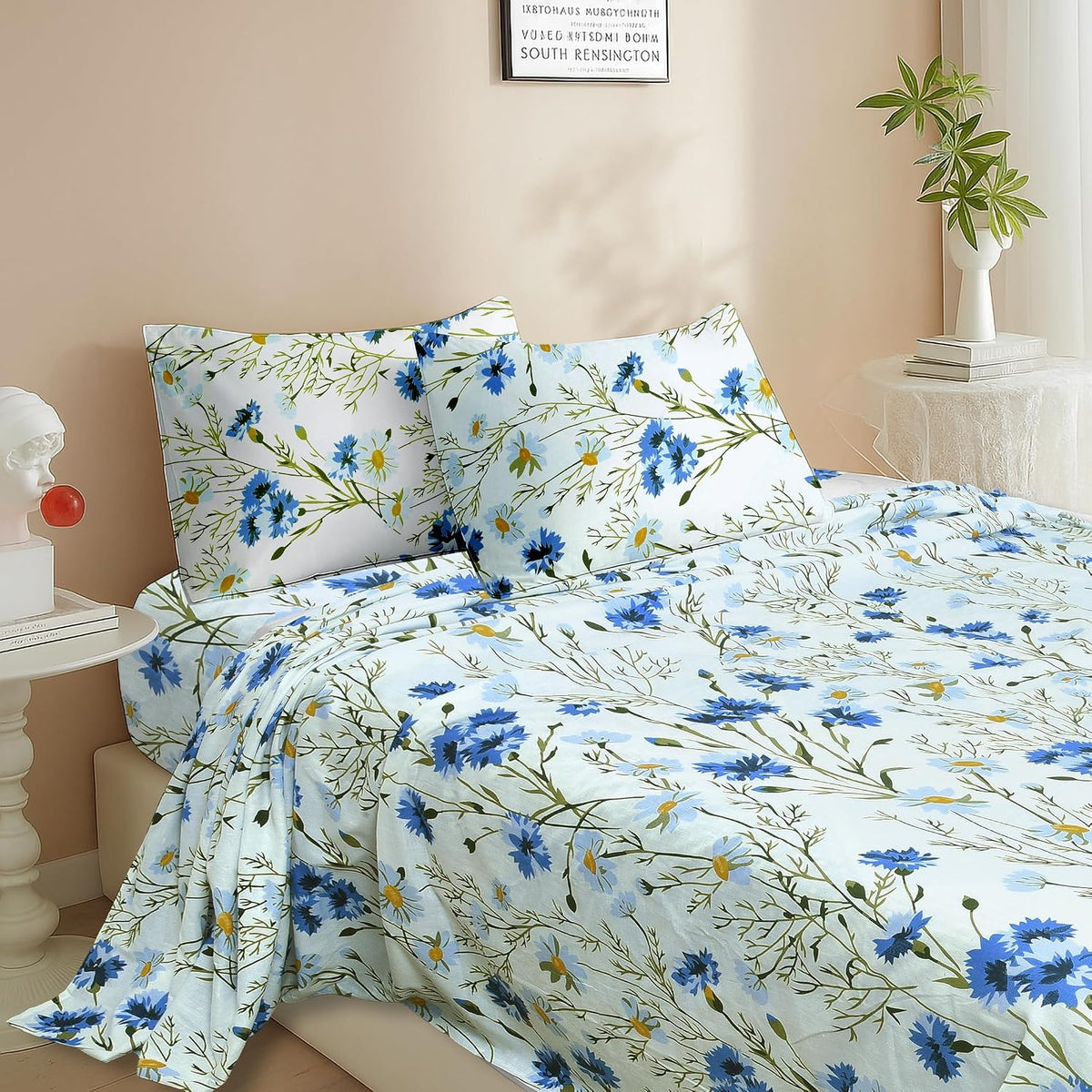 100% Cotton 1 Double Bedsheet With 2 Pillow Covers - 90 X 90 Inches, White | Soft & Breathable Cotton Bedsheet - Long Lasting & Soft 144 Thread Count Bedsheet