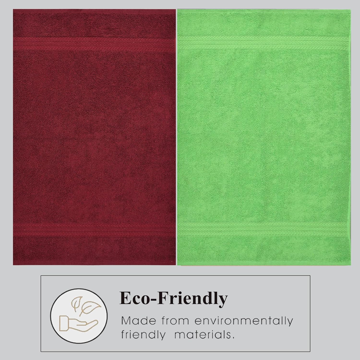 Fresh From Loom Luxury Fur Collection Hand Towel 500 Gsm Napkins Cotton High Absorbency Double Stitched Size (Parrot & Wine) - Set Of 4