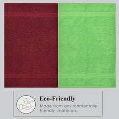 Fresh From Loom Luxury Fur Collection Hand Towel 500 Gsm Napkins Cotton High Absorbency Double Stitched Size (Parrot & Wine) - Set Of 4