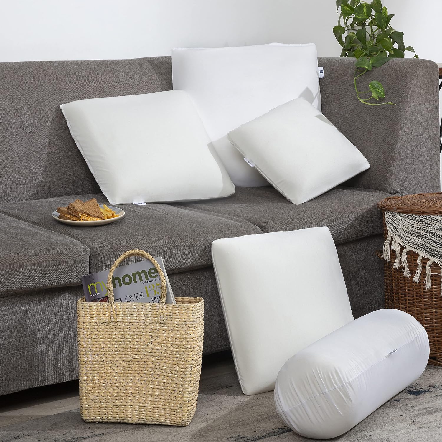Memory Foam Small Rectangle Cushion Pillow, For Car, Sofa, Diwan, Bed, Chair & Couch - 12 X18 Inch | Premium Decorative Cushion For Sofa | Throw Pillow For Back Support - Pack Of 1