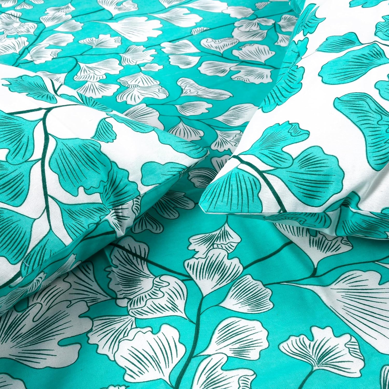 Soft Cotton Double Bedsheet For Queen Size With 2 Pillow Covers | 87 X 100 Inches, Teal & White - Soft & Breathable Fabric | Comfortable For Daily Use