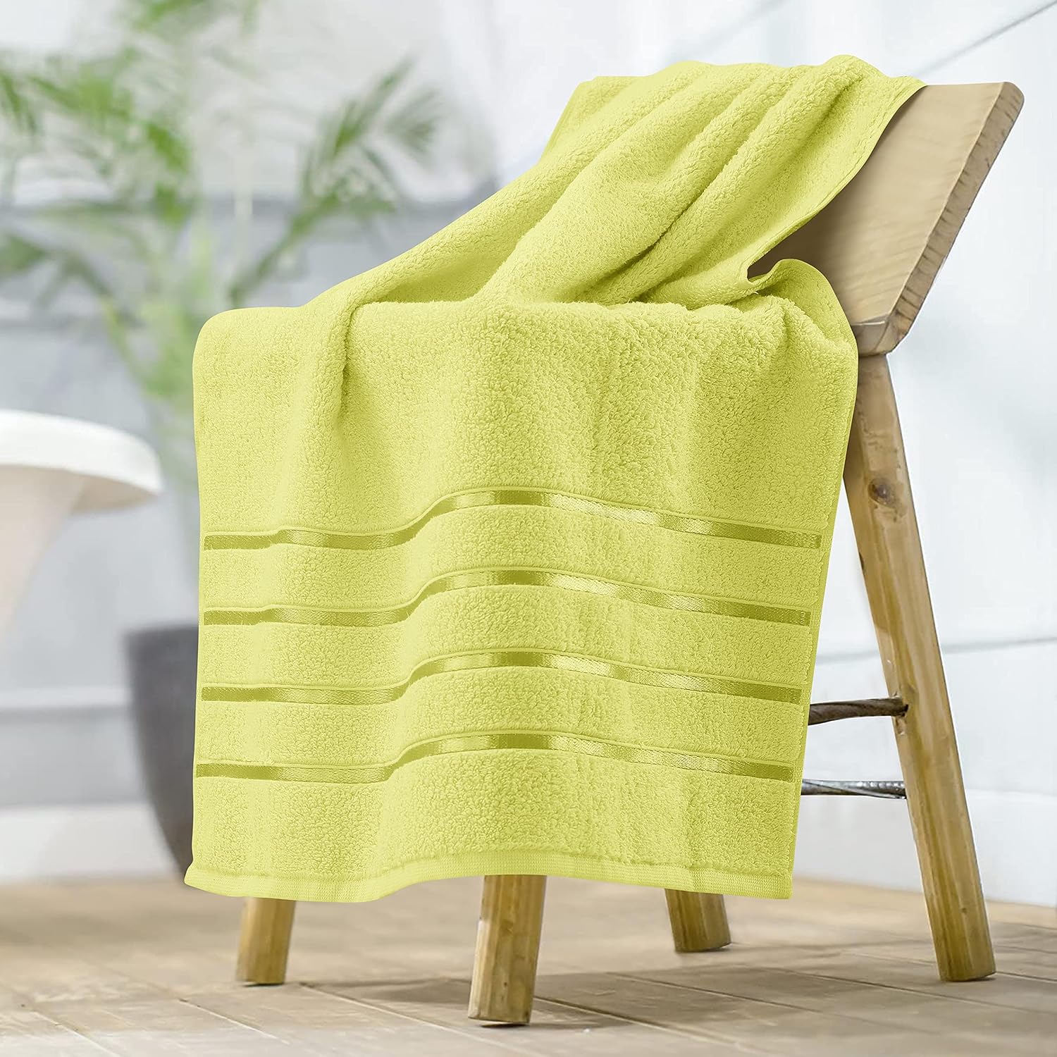 Spread Spain 100% Cotton Bath Towels 600 Gsm | Roman Bath Towel Large Size Soft, Fluffy & Absorbent - Cannry Yellow