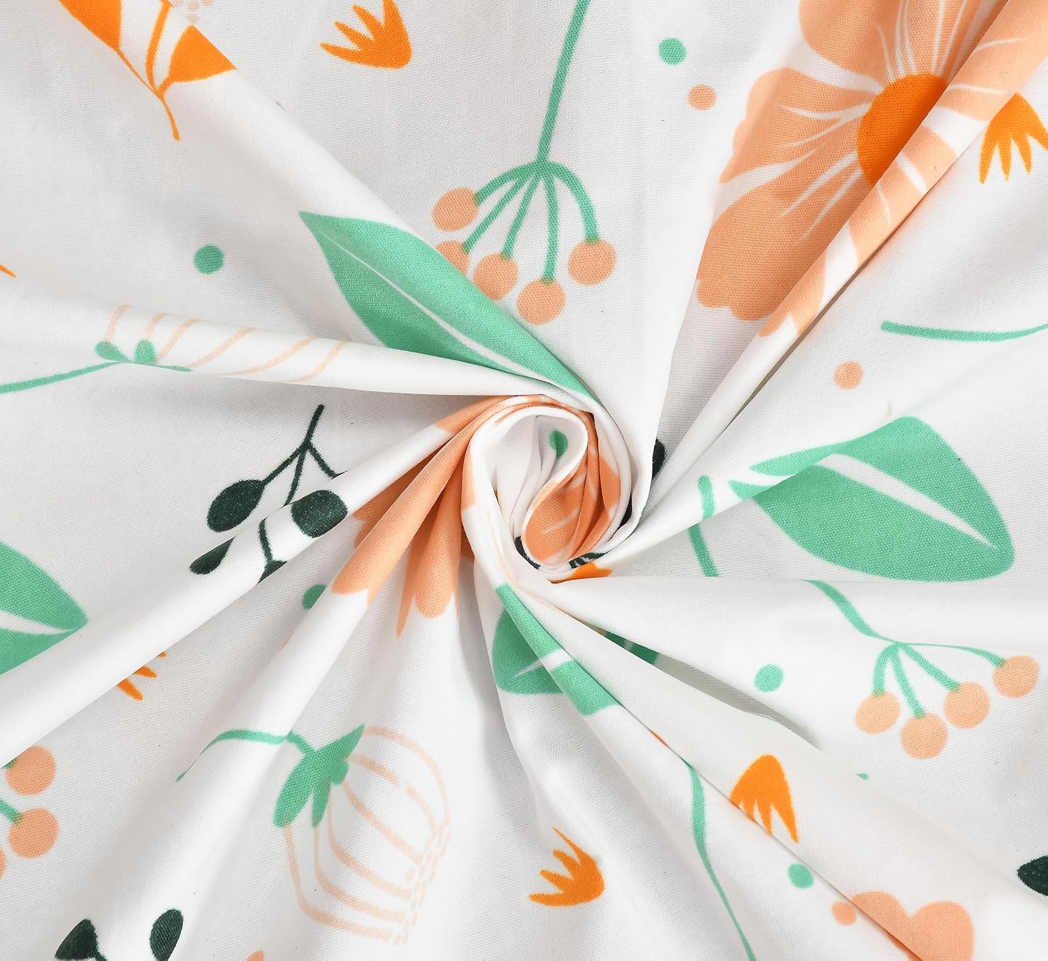 Premium Cotton Bedsheet Elastic Fitted With 1 Pillow Covers - 48 X 78Inches, Green Leaves | Single Mattress Bed With All Around Elastic 350 TC Super Soft