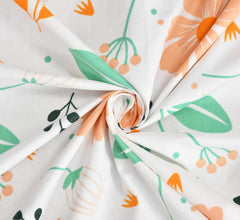Premium Cotton Bedsheet Elastic Fitted With 1 Pillow Covers - 48 X 78Inches, Green Leaves | Single Mattress Bed With All Around Elastic 350 TC Super Soft