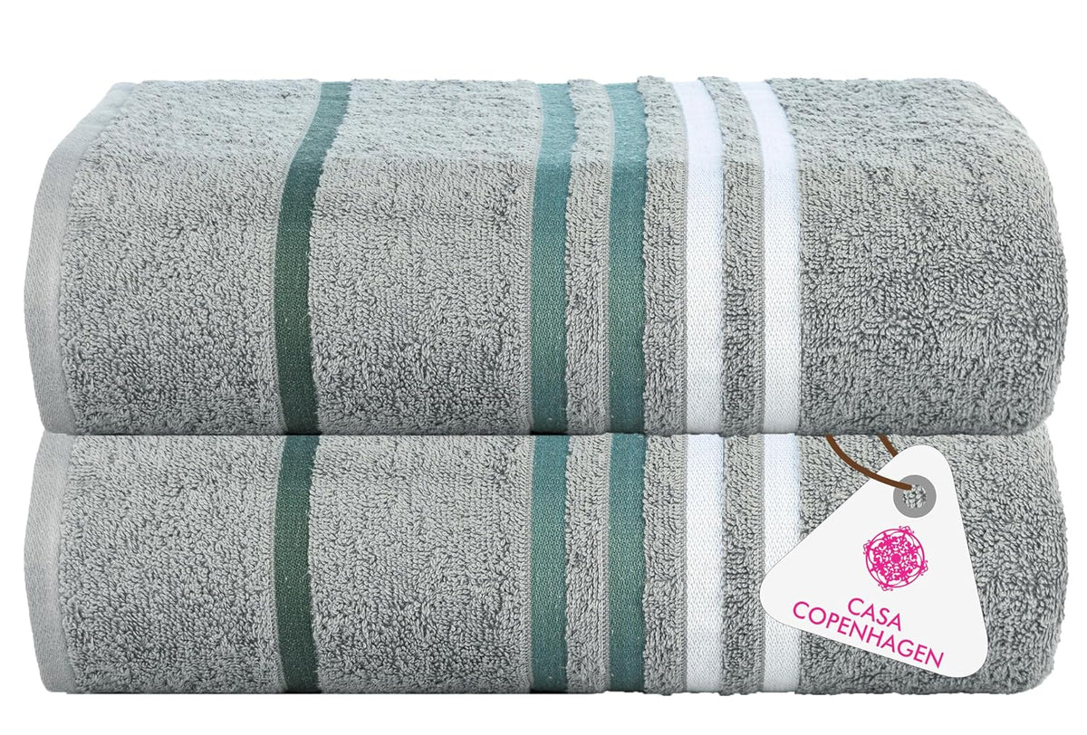 Casa Copenhagen Egyptian Cotton Exotic Hand Towel 400 Gsm (Flint Pine Grey)- 2 Pcs