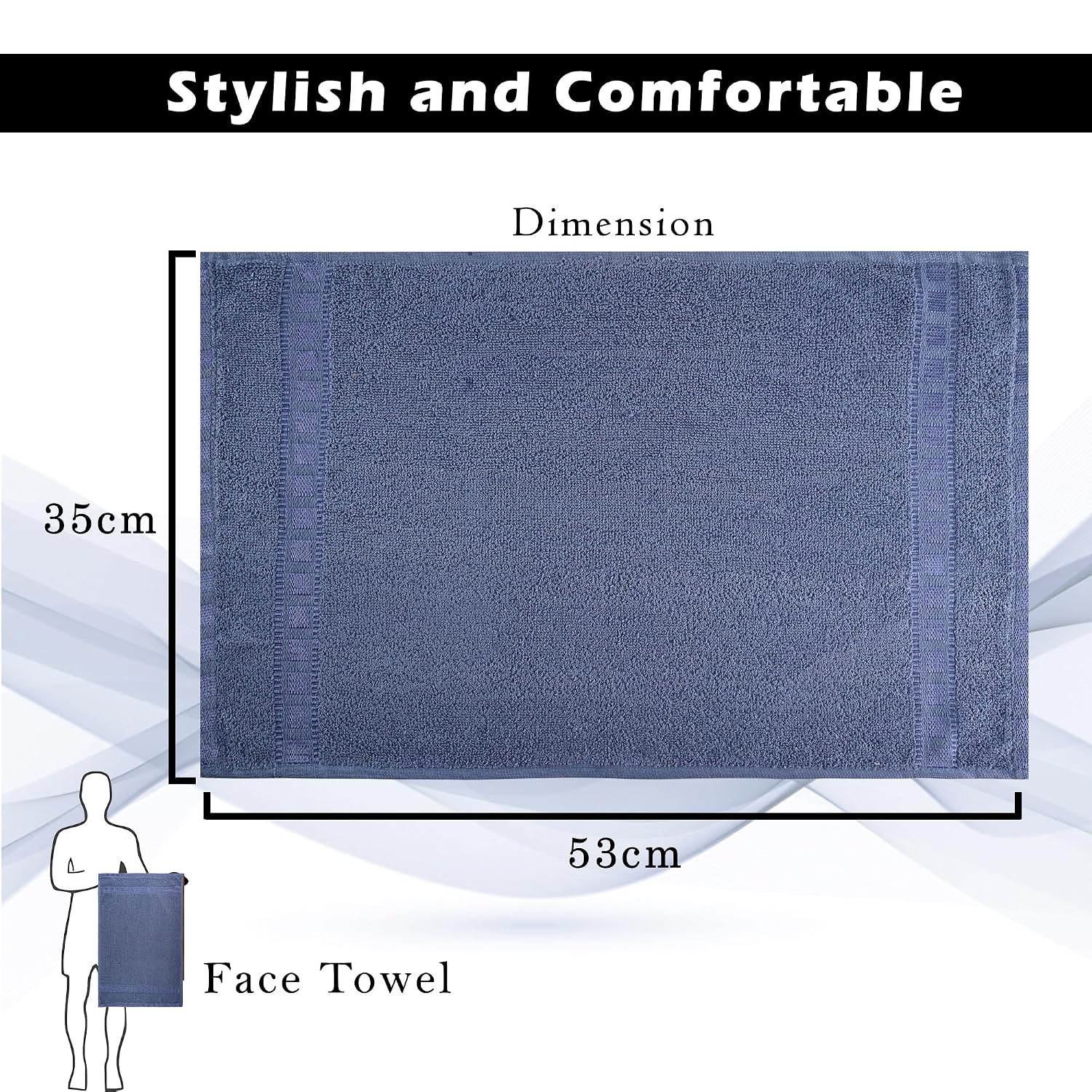 Kuber Industries Cotton Hand & Face Towels 200 Gsm | Easily Washable Workout Gym Napkins For Men | Pocket Towel - Dark Blue (Pack Of 4)