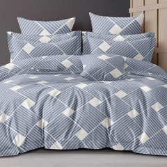 King Size Comforter With 1 King Size Flat Bedsheet & 2 Pillow Cover - (90x100 Inch) Grey & White | Perfect Gifts Set Wedding, Anniversary - 4 Pcs Bedding Set