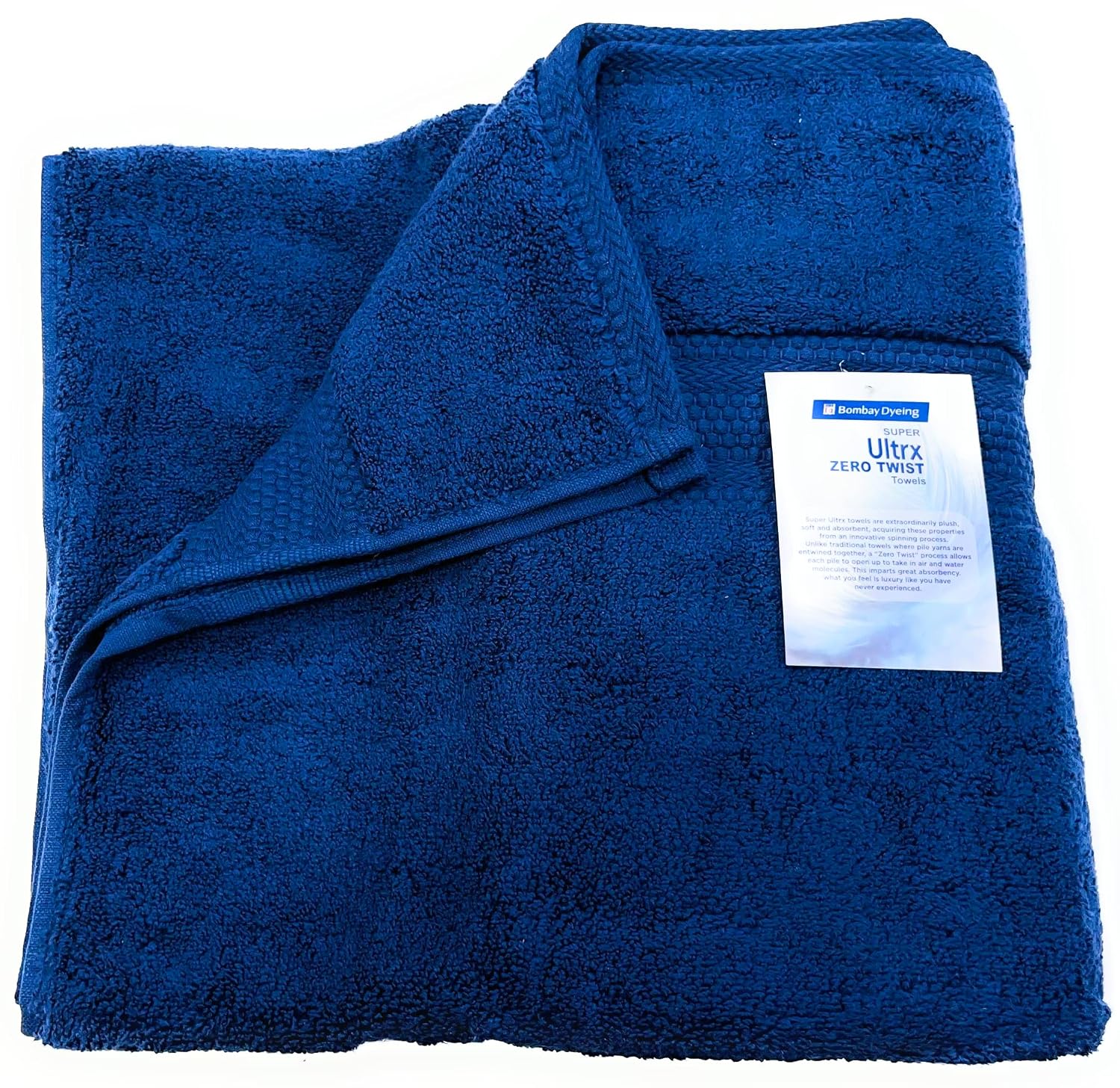Bombay Dyeing Ultrx 100% Cotton Large Size Premium Bath Towel 650 Gsm - Ink Blue