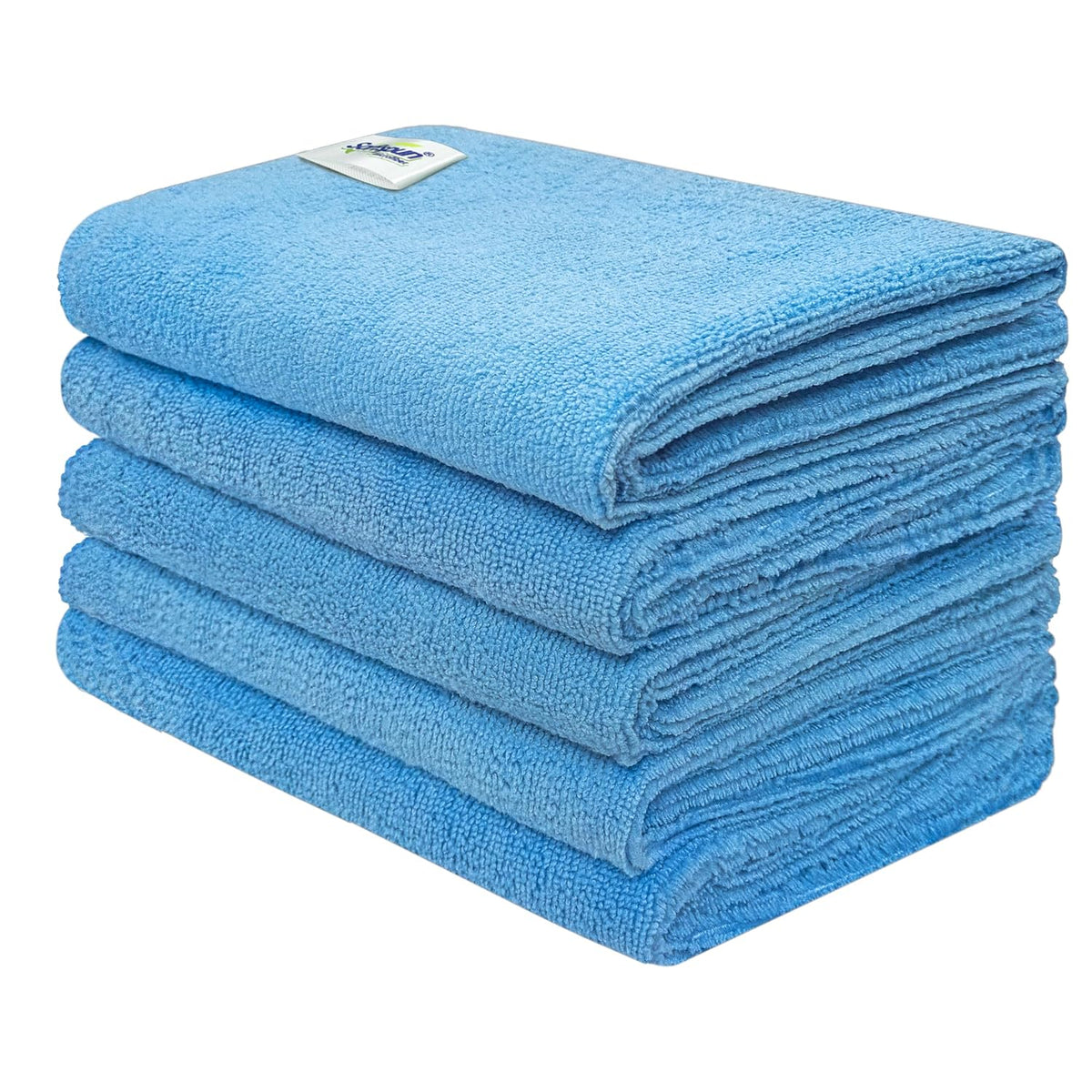 Softspun Microfiber Cloth 340gsm | Super Soft Absorbent Cleaning Towels Cleans & Polishes Everything In Your Home (Pack Of 5)- Sky Blue