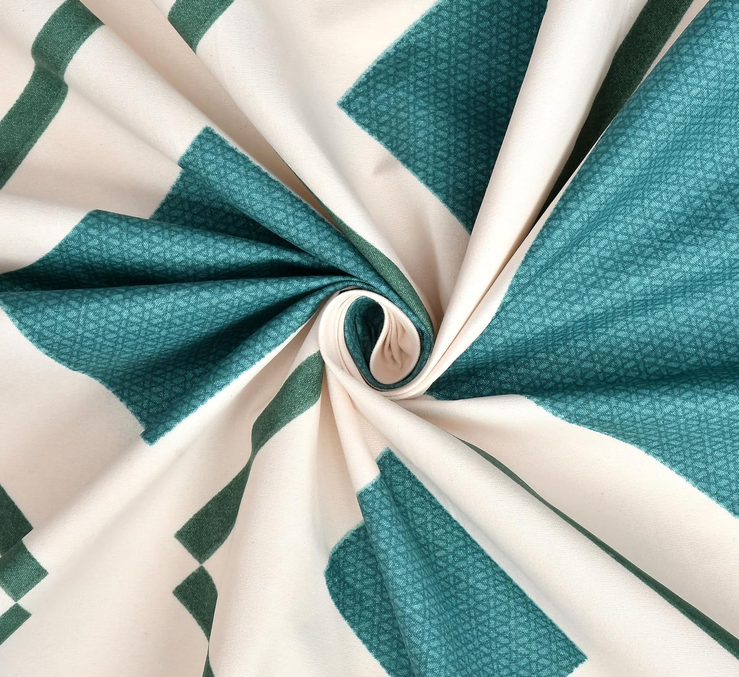 1 Double Bedsheet With 2 Pillow Covers Size 60 X 78 X 8 Inches, Green & Cream | Cotton Feel All Around Elastic Fitted - Queen Size Bedsheets, Super Soft
