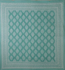 Printed Bedsheet For Double Bed With 2 Pillow Covers - 83 X 94 Inches, Green & White | Ideal For Hotel, Guest House, Home | Traditional Jaipuri Bedsheets