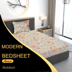 Floral Printed Single Bedsheet Size With 1 Pillow Cover - 60 X 90 Inches, Multicolor | Cotton Wrinkle Free Soft, Breathable | Durable & Long-Lasting