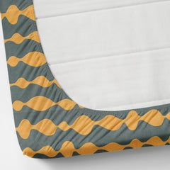 1 Double Bedsheet With 2 Pillow Covers Size 60 X 78 X 8 Inches, Grey & Yellow | Cotton Feel All Around Elastic Fitted - Queen Size Bedsheets, Super Soft 320 TC