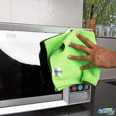 Softspun Microfiber Cleaning Cloths Towel Set 340 Gsm | Highly Absorbent Lint And Streak Free Multi-Purpose Wash Cloth For Kitchen, Car, Stainless (2 Pcs)- Green