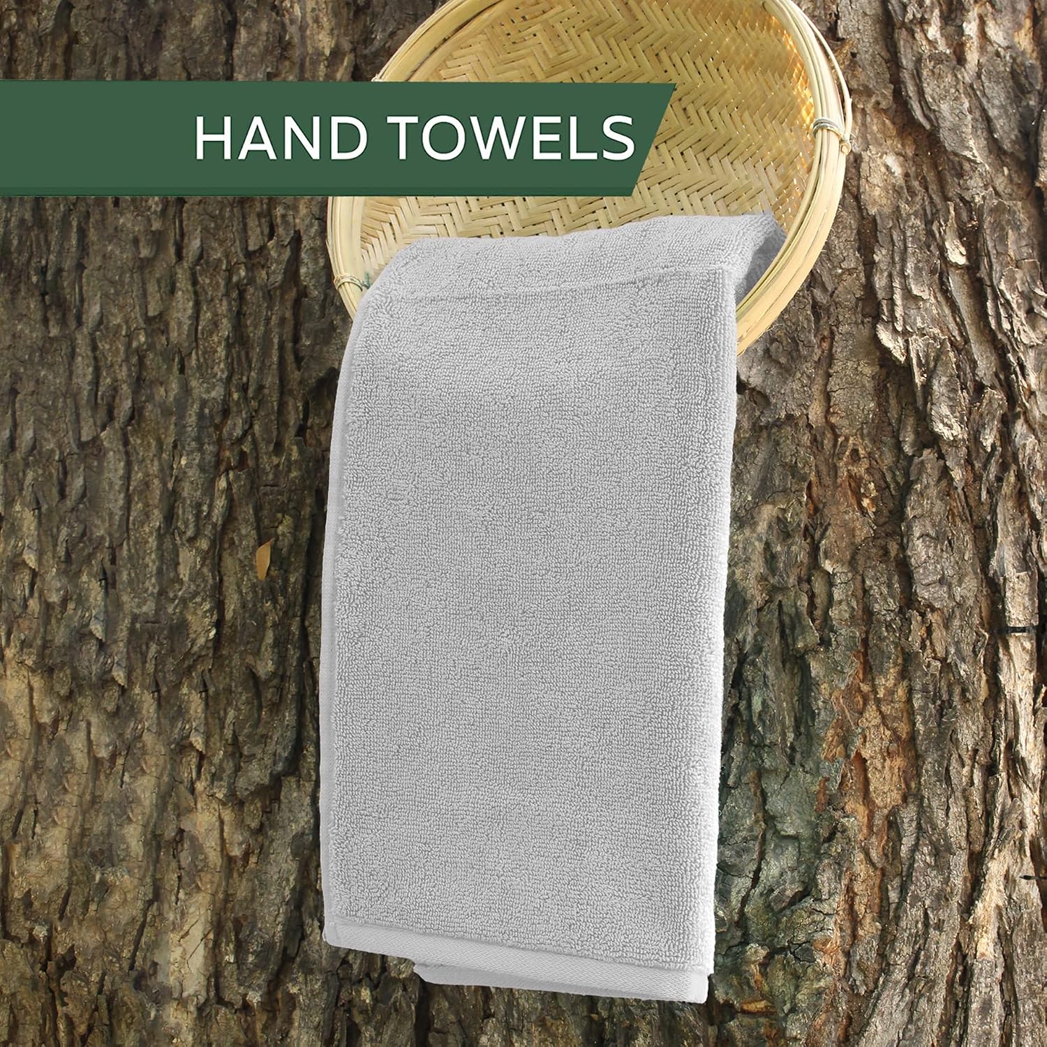 Heelium Bamboo Hand Towel 1200 Gsm | Ultra Absorbent & Anti-Bacterial 3x Softer Than Cotton Towels Pack Of 6 - Light Grey