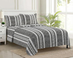 Premium 100% Cotton Queen Size Bedsheet With 2 Pillow Covers - 86 X 104 Inches, White & Black | 180 Thread Count Ultra Soft | Ideal For House, Guest Home, Hotel