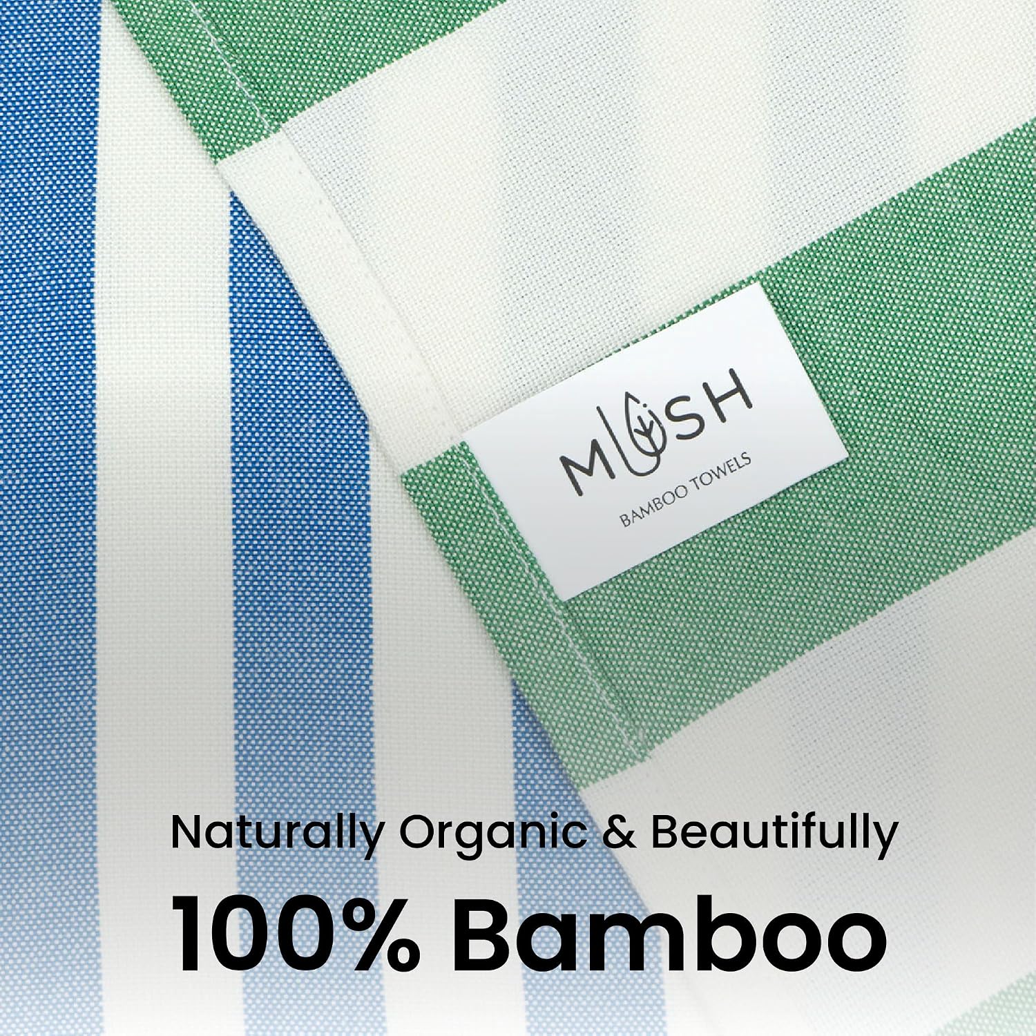 Mush 100% Bamboo Extra Large Bath Towels 290 Gsm | Ultra Soft, Absorbent, Quick Dry, Compact Cabana Styled Bath Towel For Men & Women (Blue & Green)