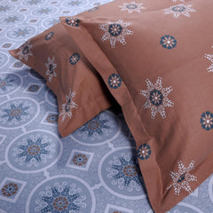 Bedsheet For King Size With 2 Pillow Cover - 108 X 108 Inches, Brown & Grey | Suitable For All Weather Season - 4 Pcs Bedding Set