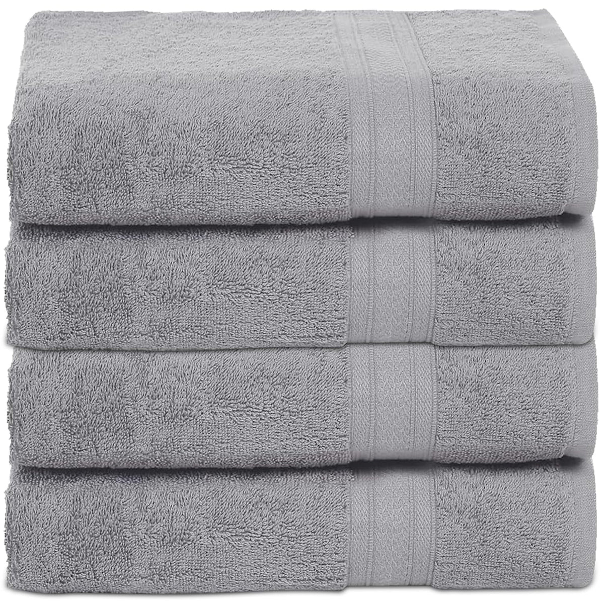 Ambra Linens Highly Absorbent Towels Set 500 Gsm | 100% Cotton Soft & Plush All Seasons Use Large Everyday Use, Durable (4 Pcs Hand Towel Set) Light Grey