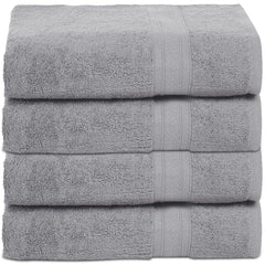 Ambra Linens Highly Absorbent Towels Set 500 Gsm | 100% Cotton Soft & Plush All Seasons Use Large Everyday Use, Durable (4 Pcs Hand Towel Set) Light Grey