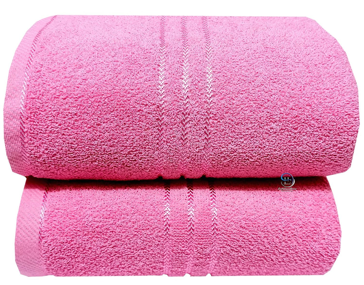 Lush Haven Decor Extra Large Big Men Bath Towel 1000 Gsm | 100% Pure Cotton Full Size Xxxl Ultra Soft, Absorbent & Quick Dry Towel (Pink) - Pack Of 2
