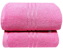 Lush Haven Decor Extra Large Big Men Bath Towel 1000 Gsm | 100% Pure Cotton Full Size Xxxl Ultra Soft, Absorbent & Quick Dry Towel (Pink) - Pack Of 2