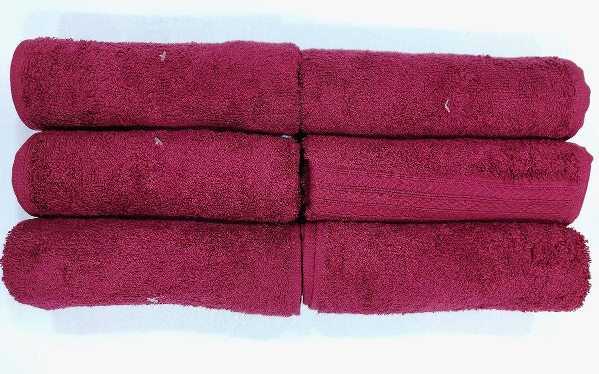 Bombay Dyeing Tulip 100% Soft Cotton Hand Towels 1200 Gsm (Mahroon) - Set Of 6