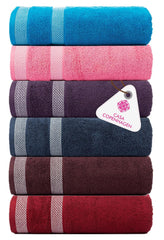 Casa Copenhagen Egyptian Cotton Solitaire Hand Towel 740 Gsm (Bluebird, ItalianPlum, Rum, Dutch,BeetRed & Pink)- Pack Of 6
