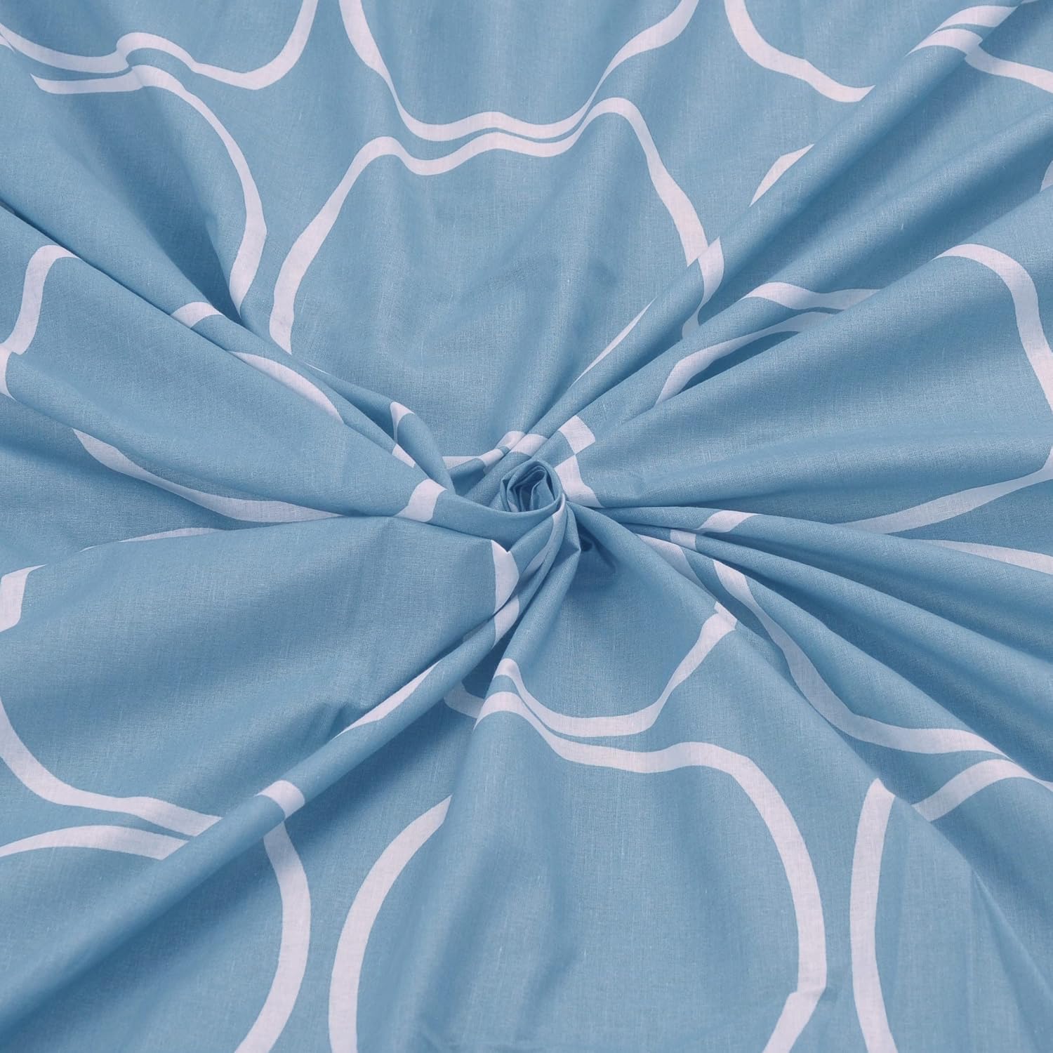 1 Fitted Single Bedsheet Cotton With 1 Pillow Cover - 36 X 78 Inches, Blue | Elegant Printed Bedding Set For Daily Use | 144 Thread Count