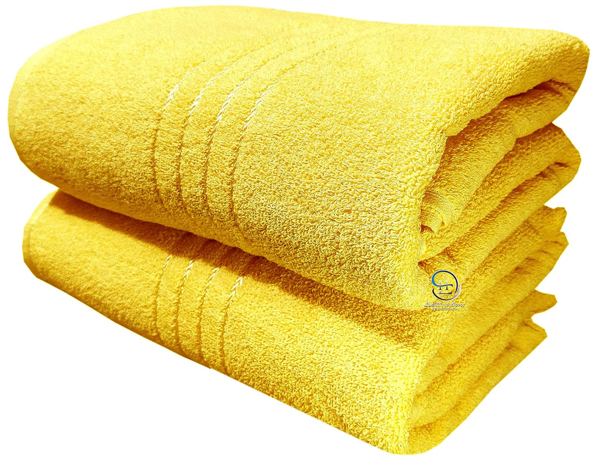 Lush Haven Decor Extra Large Big Men Bath Towel 1000 Gsm | 100% Pure Cotton Full Size Xxxl Ultra Soft, Absorbent & Quick Dry Towel (Yellow) - Pack Of 2