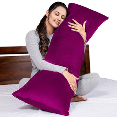 Microfiber Body Side Pillow For Sleeping For Pregnancy, Purple - 53 X16 Inch | Long Cuddle Pillow For Hugging, Relaxing, Washable, Premium Velvet Outer Cover With Zip, Adjustable Pillow