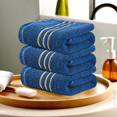 Kuber Industries Cotton Face Towel 600 Gsm | Workout Gym Napkins Hand Towel For Men & Woman Quick-Drying Napkins -Dark Blue (Pack Of 3)